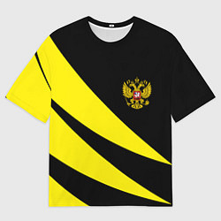 Футболка оверсайз мужская Россия текстура жёлтый, цвет: 3D-принт