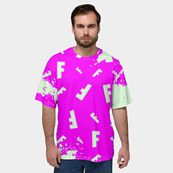 Футболка оверсайз мужская Fortnite pattern pink, цвет: 3D-принт — фото 2