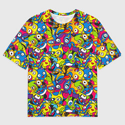 Футболка оверсайз мужская Сумасшедшие креативные коты, цвет: 3D-принт