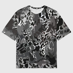 Футболка оверсайз мужская Чёрно-серый абстракция, цвет: 3D-принт