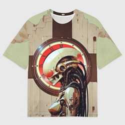 Мужская футболка оверсайз Демоническая женщина-киборг