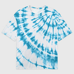 Футболка оверсайз мужская Тай-дай бело-синий, цвет: 3D-принт