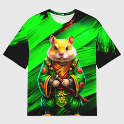 Мужская футболка оверсайз Хомяк самурай