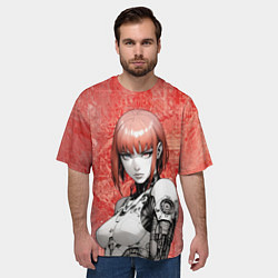 Футболка оверсайз мужская Девушка-андроид с гетерохромией, цвет: 3D-принт — фото 2