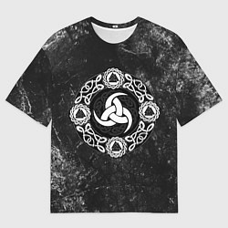 Мужская футболка оверсайз Воинская символика северного бога - рог одина