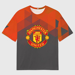 Футболка оверсайз мужская Манчестер Юнайтед полигональный красный, цвет: 3D-принт