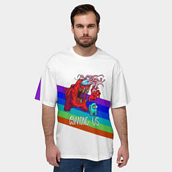 Футболка оверсайз мужская Among us colors line монстр, цвет: 3D-принт — фото 2