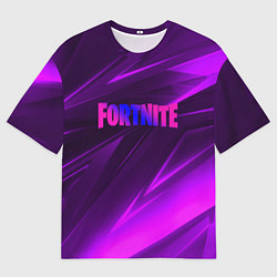 Футболка оверсайз мужская Fortnite neon stripes angles logo, цвет: 3D-принт