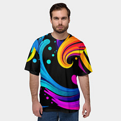 Футболка оверсайз мужская Joy wave - ai art fantasy, цвет: 3D-принт — фото 2