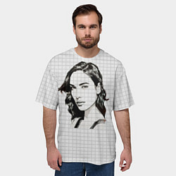Футболка оверсайз мужская Рисунок Галь Гадот в тетради в клетку, цвет: 3D-принт — фото 2