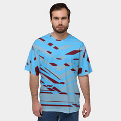 Футболка оверсайз мужская Геометрическая абстракция сине голубого цвета, цвет: 3D-принт — фото 2