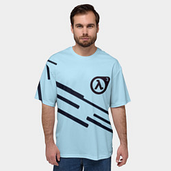 Футболка оверсайз мужская Half life geometry steel, цвет: 3D-принт — фото 2