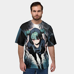 Футболка оверсайз мужская Девчонка с красными глазами, цвет: 3D-принт — фото 2