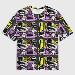 Мужская футболка оверсайз Hype pop art коллаж-паттерн в пунктирном стиле с г