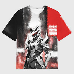 Мужская футболка оверсайз Боевой киборг в белой броне