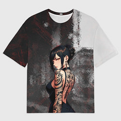 Футболка оверсайз мужская Татуированная брюнетка, цвет: 3D-принт