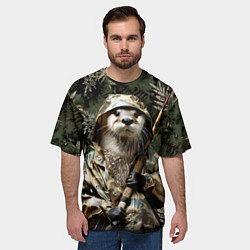 Футболка оверсайз мужская Выдра на рыбалке, цвет: 3D-принт — фото 2