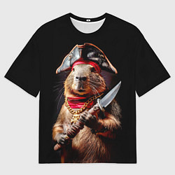 Мужская футболка оверсайз Капибара с пиратской пикой
