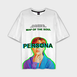 Футболка оверсайз мужская BTS Jimin Persona - кто я иероглифами, цвет: 3D-принт