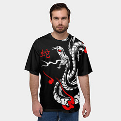 Футболка оверсайз мужская Иллюстрация змеи в японском стиле, цвет: 3D-принт — фото 2