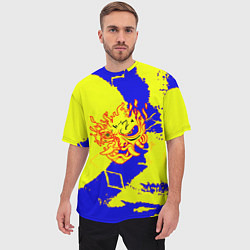 Футболка оверсайз мужская Samurai logo yellow fire, цвет: 3D-принт — фото 2