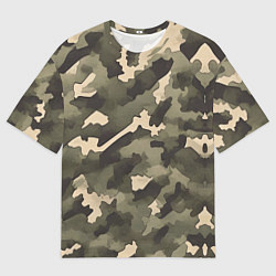Футболка оверсайз мужская Армейский камуфляж песчаный, цвет: 3D-принт