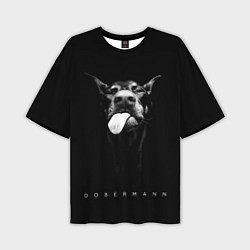 Мужская футболка оверсайз Dobermann head