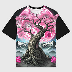Мужская футболка оверсайз Большое дерево сакура