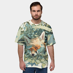 Футболка оверсайз мужская Спящий лис, цвет: 3D-принт — фото 2