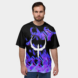 Футболка оверсайз мужская Квейк неоновый огонь, цвет: 3D-принт — фото 2