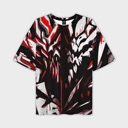 Мужская футболка оверсайз White and red abstraction on a black background