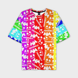 Мужская футболка оверсайз Marshmello rainbow