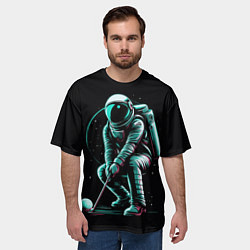Футболка оверсайз мужская Космонавт играет в гольф, цвет: 3D-принт — фото 2