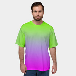 Футболка оверсайз мужская Неоновая градиент абстракция, цвет: 3D-принт — фото 2