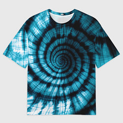 Мужская футболка оверсайз Сине-зеленый тай-дай - спираль