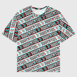 Футболка оверсайз мужская Ювентус глитч паттерн, цвет: 3D-принт