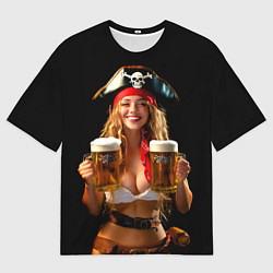 Мужская футболка оверсайз Пиво на Тартуге официантка