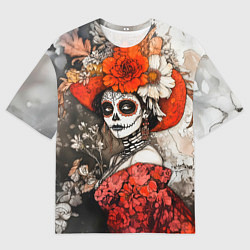 Футболка оверсайз мужская Катрина в красном, цвет: 3D-принт