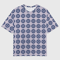 Футболка оверсайз мужская Узор синяя плитка, цвет: 3D-принт