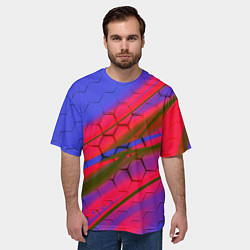 Футболка оверсайз мужская Неоновая броня соты, цвет: 3D-принт — фото 2