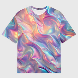 Футболка оверсайз мужская Перламутровый голографический градиент, цвет: 3D-принт