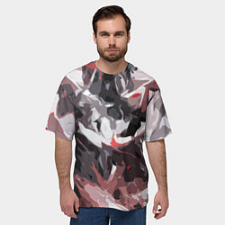 Футболка оверсайз мужская Абстрактный узор черно-серый, цвет: 3D-принт — фото 2