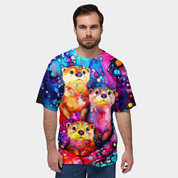 Футболка оверсайз мужская Три выдры, цвет: 3D-принт — фото 2