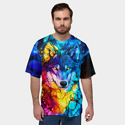 Футболка оверсайз мужская Кислотный волк, цвет: 3D-принт — фото 2