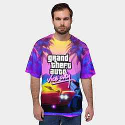 Футболка оверсайз мужская Vice city retro wave Lambo, цвет: 3D-принт — фото 2