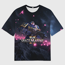 Мужская футболка оверсайз Темный ультрамарин Warhammer 40000 space marine 2
