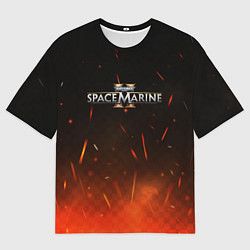 Мужская футболка оверсайз Warhammer 40000 space marine 2 logo fire