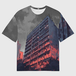 Футболка оверсайз мужская Сумрачный спальный район, цвет: 3D-принт