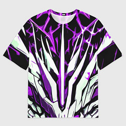 Футболка оверсайз мужская Чёрный фон, фиолетово-белая абстракция, цвет: 3D-принт