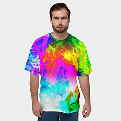 Футболка оверсайз мужская Неоново кислотный огонь, цвет: 3D-принт — фото 2